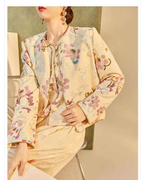 Vintage Sequined Embroidery Retro Vest + Jacket