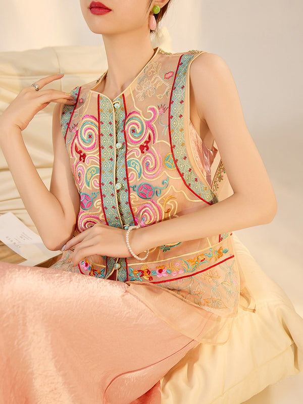 Embroidery Mulberry Silk Waistcoat