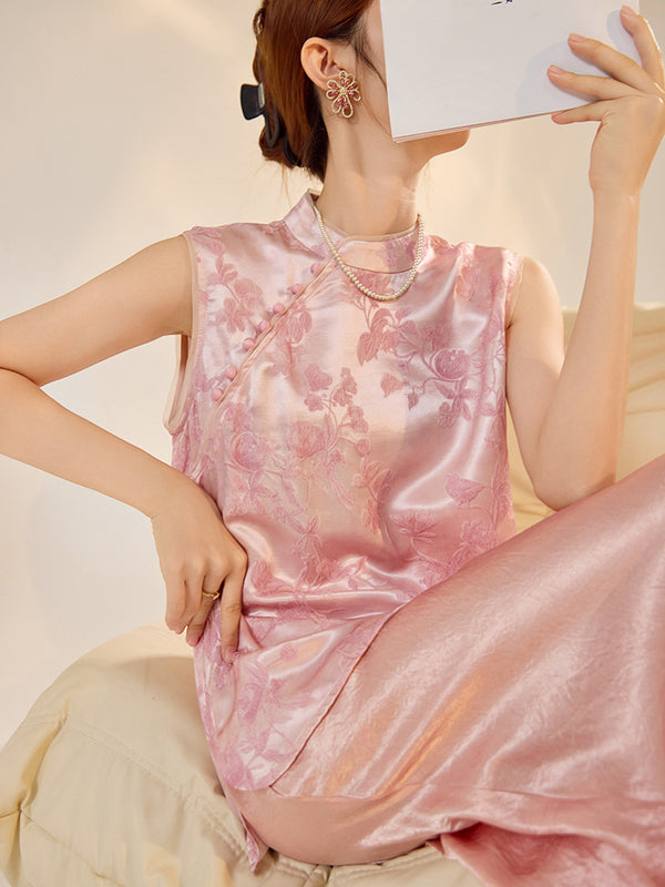 Jacquard Button Stand Collar Waistcoat