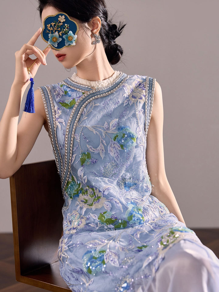 Embroidery Sequined Cheongsam Dress