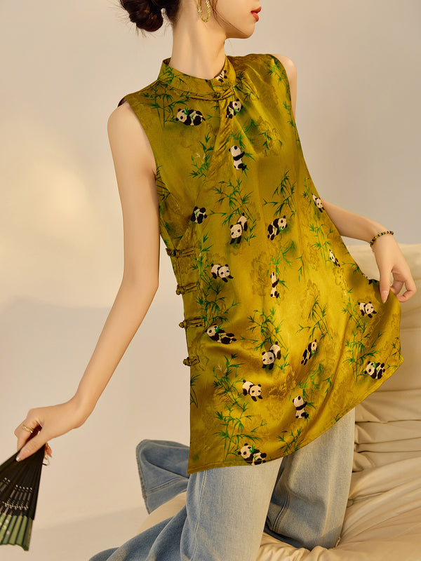 Panda with Bamboo Qipao Tank Top